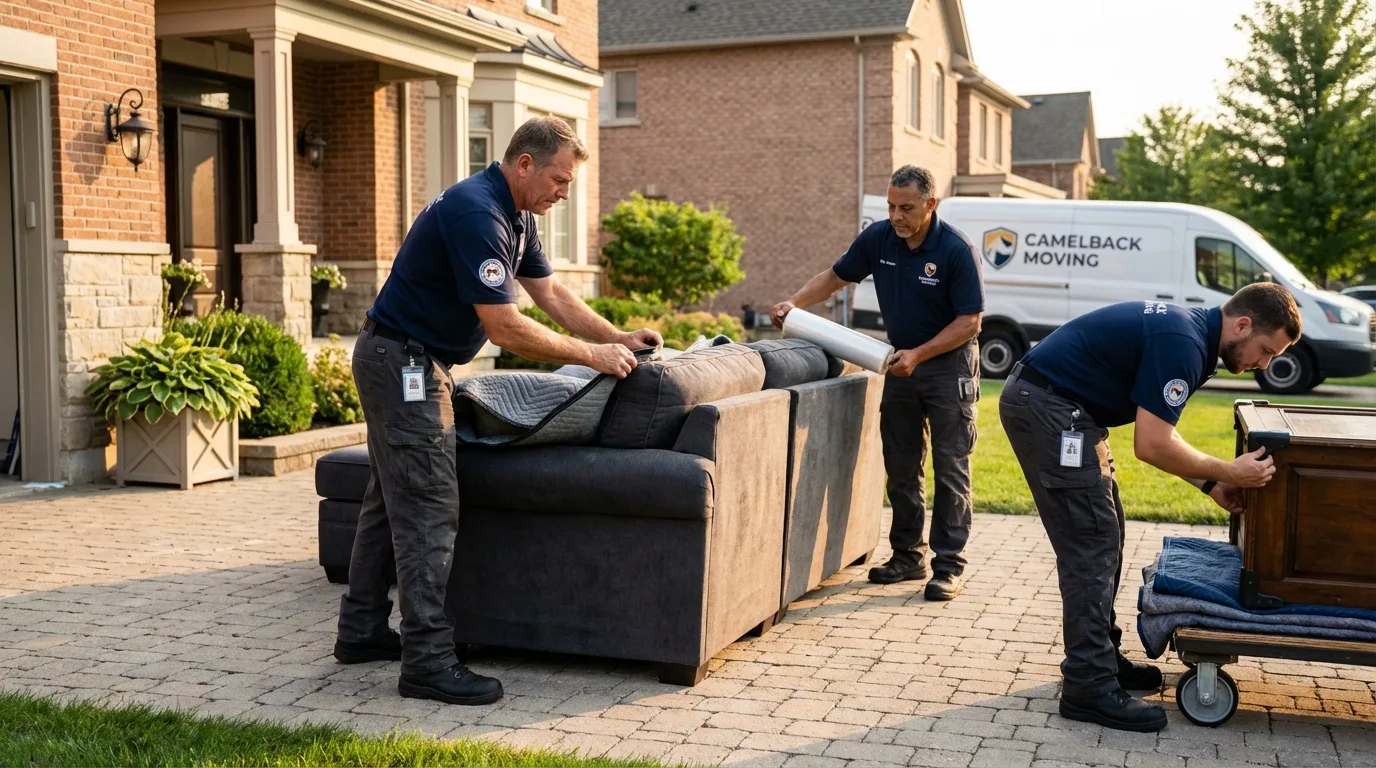 Large estate moving crew wrapping furniture in Mount Morris, MI